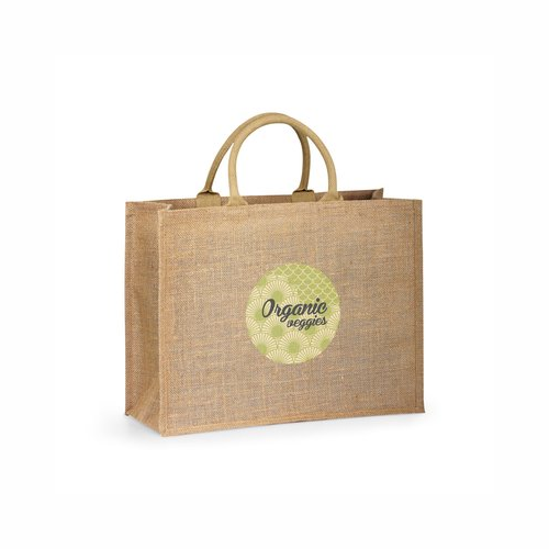 Bolsa de yute natural con asas cortas Organic Veggies.